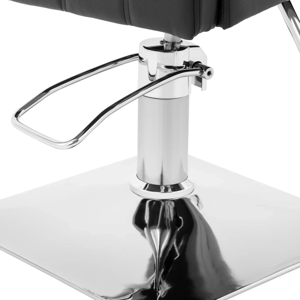 Poltrona professionale per parrucchiere con poggiapiedi altezza seduta 45-55 cm 150 kg acciaio inox PU nero 14_0008959