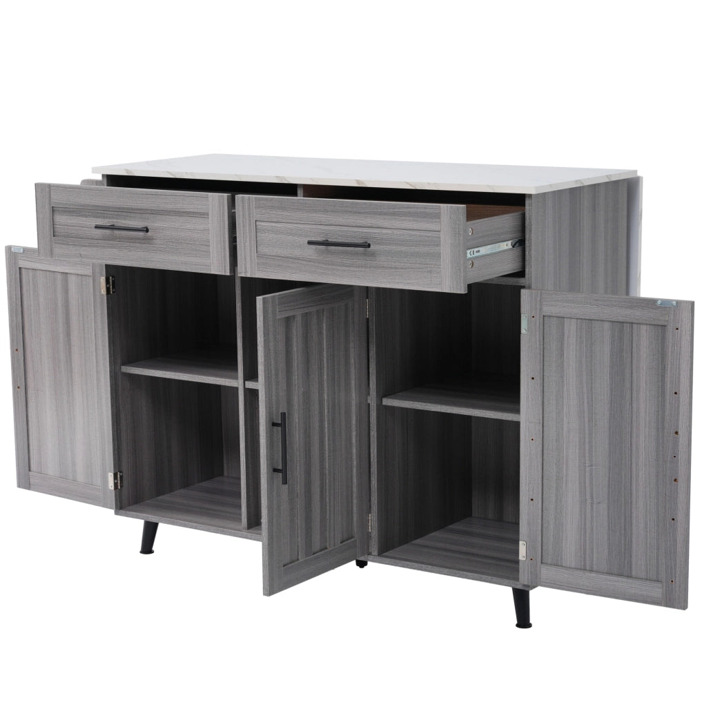 Carrello da cucina con piano pieghevole 129x46(71)x91;5 cm in MDF bianco e grigio