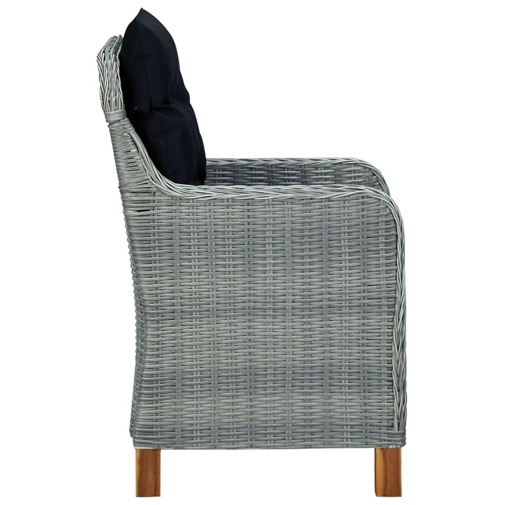 Sedie da Giardino con Cuscini 2 pz in Polyrattan Grigio Chiaro cod mxl 15246