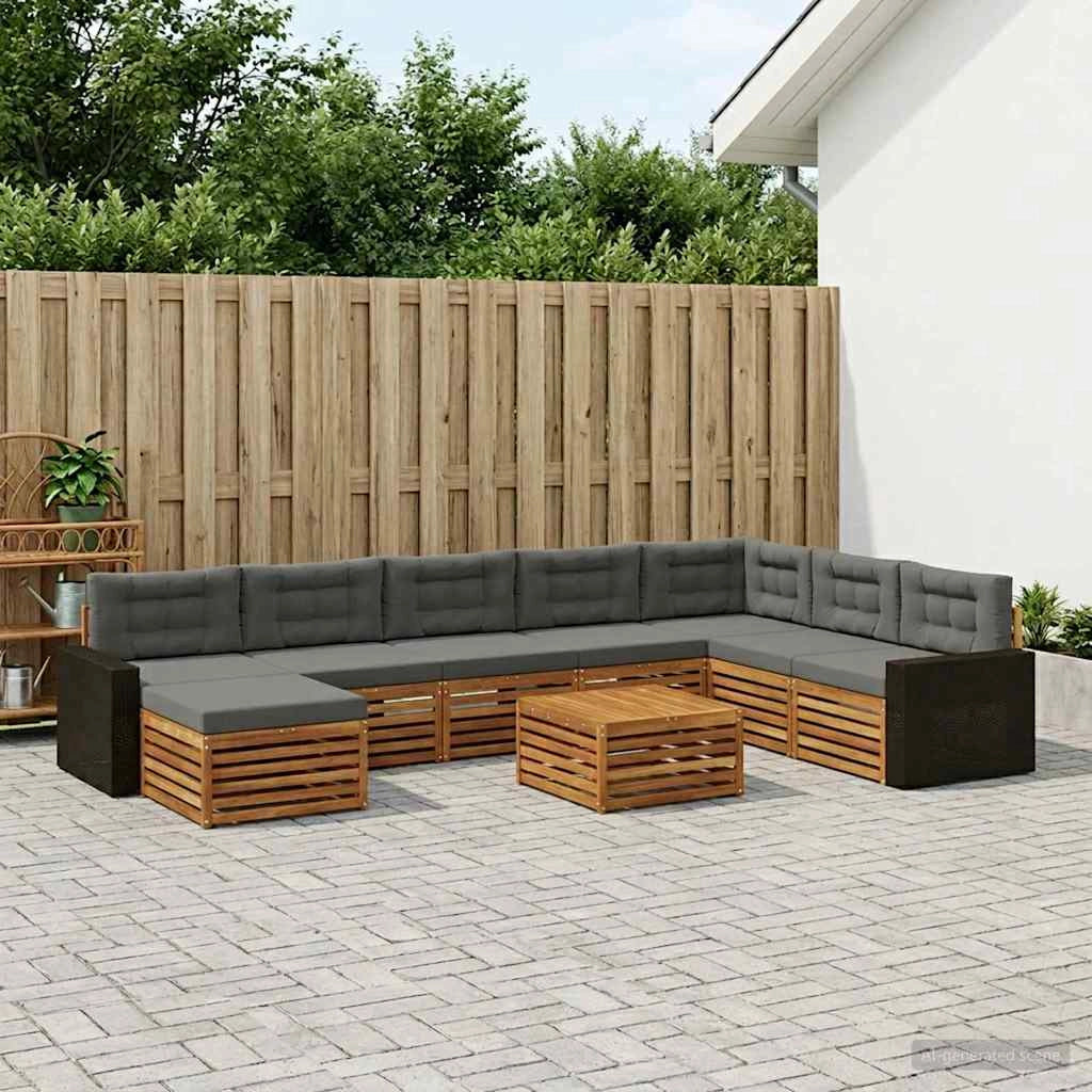Set di divani da esterno 9 pz Naturale e Antracite 3383755