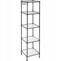 Mensola da bagno VALORA, acciaio nero con 5 ripiani - LGR23BK