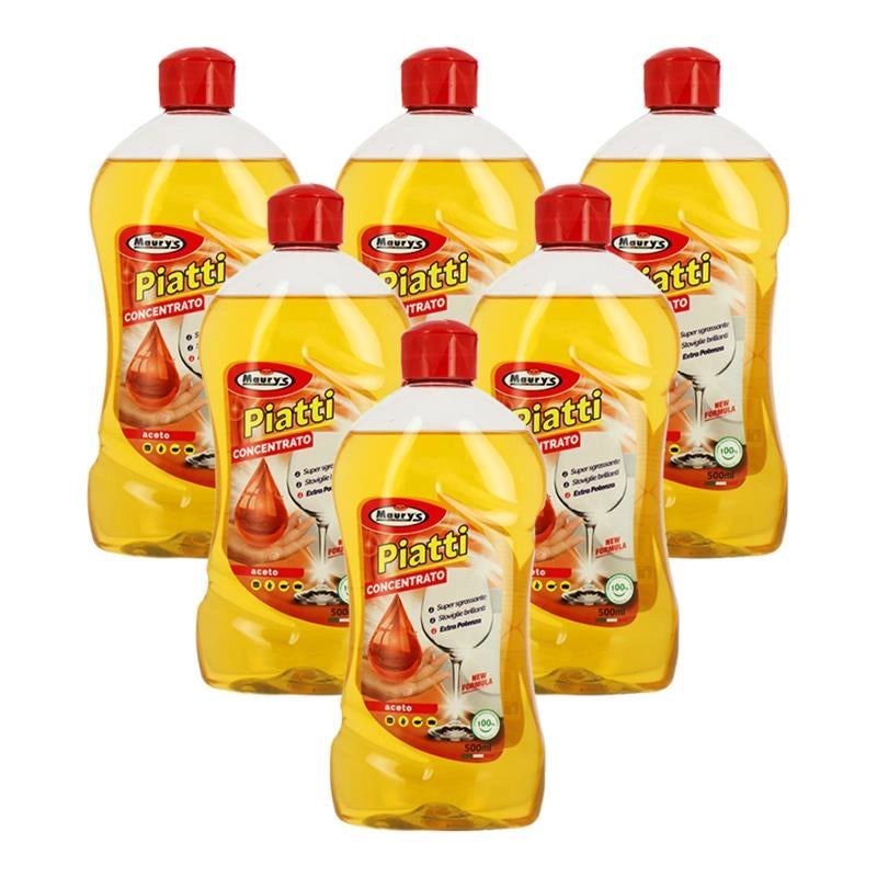 MAURY'S DETERSIVO PIATTI GEL CONCENTRATO ACETO SET 6PZ - 500ML