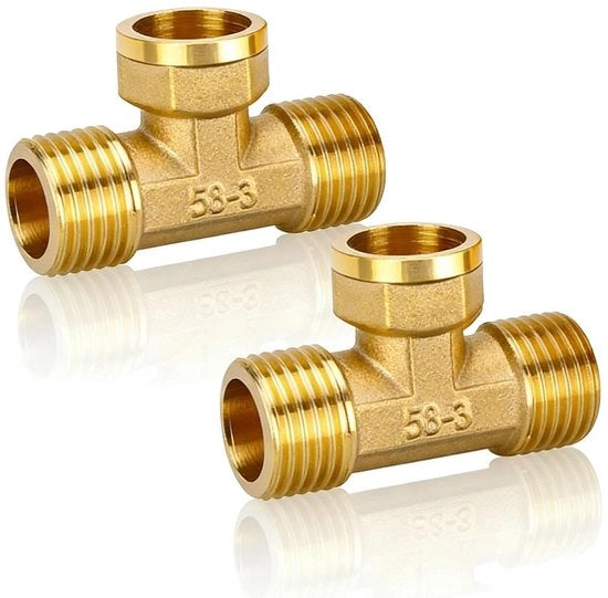 T-stub 1/2 pollici - T-stub in ottone - Resistente alla corrosione - Duraturo - Per sanitari/aria condizionata - 2 pezzi - Con connessione idraulica