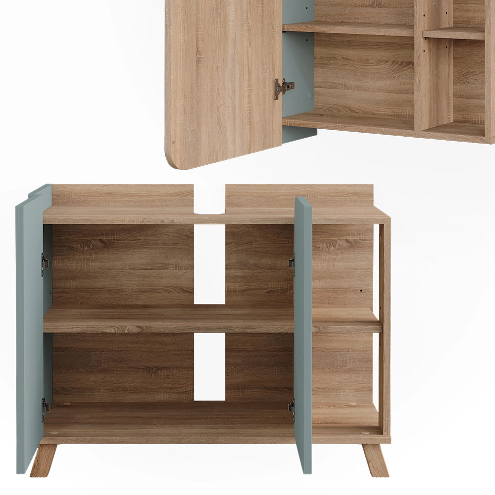 Vicco Set di mobili da bagno Sonoma/blu 2 parti