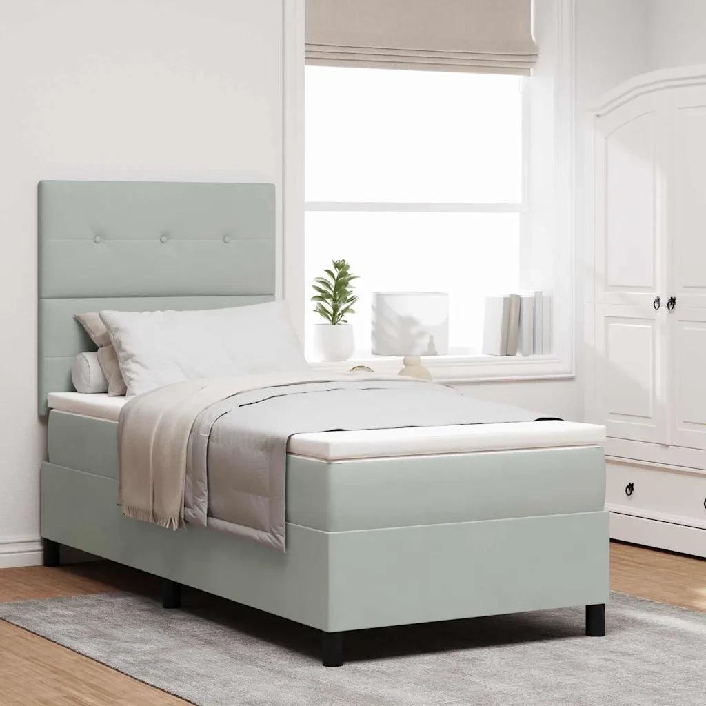 Letto a Sorgente LED Grigio chiaro 90 x 190 cm Velluto 3343280