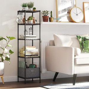 Mensola da bagno VALORA, acciaio nero con 5 ripiani - LGR23BK