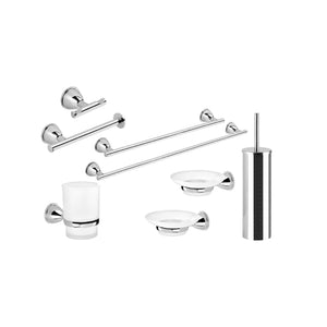 Accessori bagno GEDY Genziana set acciaio cromo vetro sapone spazzolino salviette
