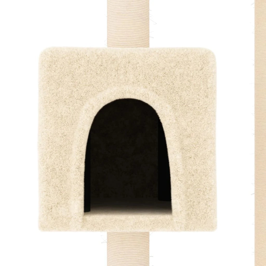 Tiragraffi per gatti torre per arrampicata giocattolo piattaforma per arrampicata con tiragraffi in sisal 104 cm crema 02_0022449