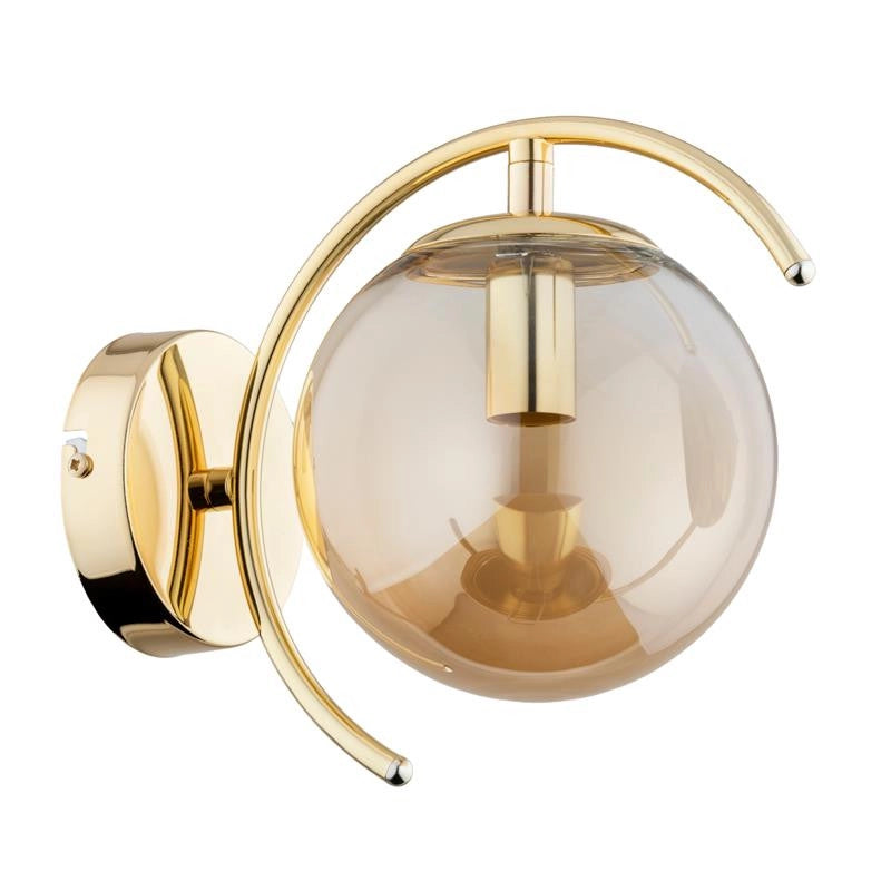 Applique glamour moderna oro sfera vetro ambra E14 Alfa