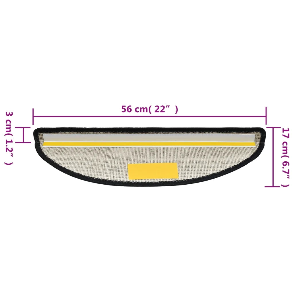 Tappetini per scale 15 pz 56x17x3 cm Antracite Semicircolari 133876