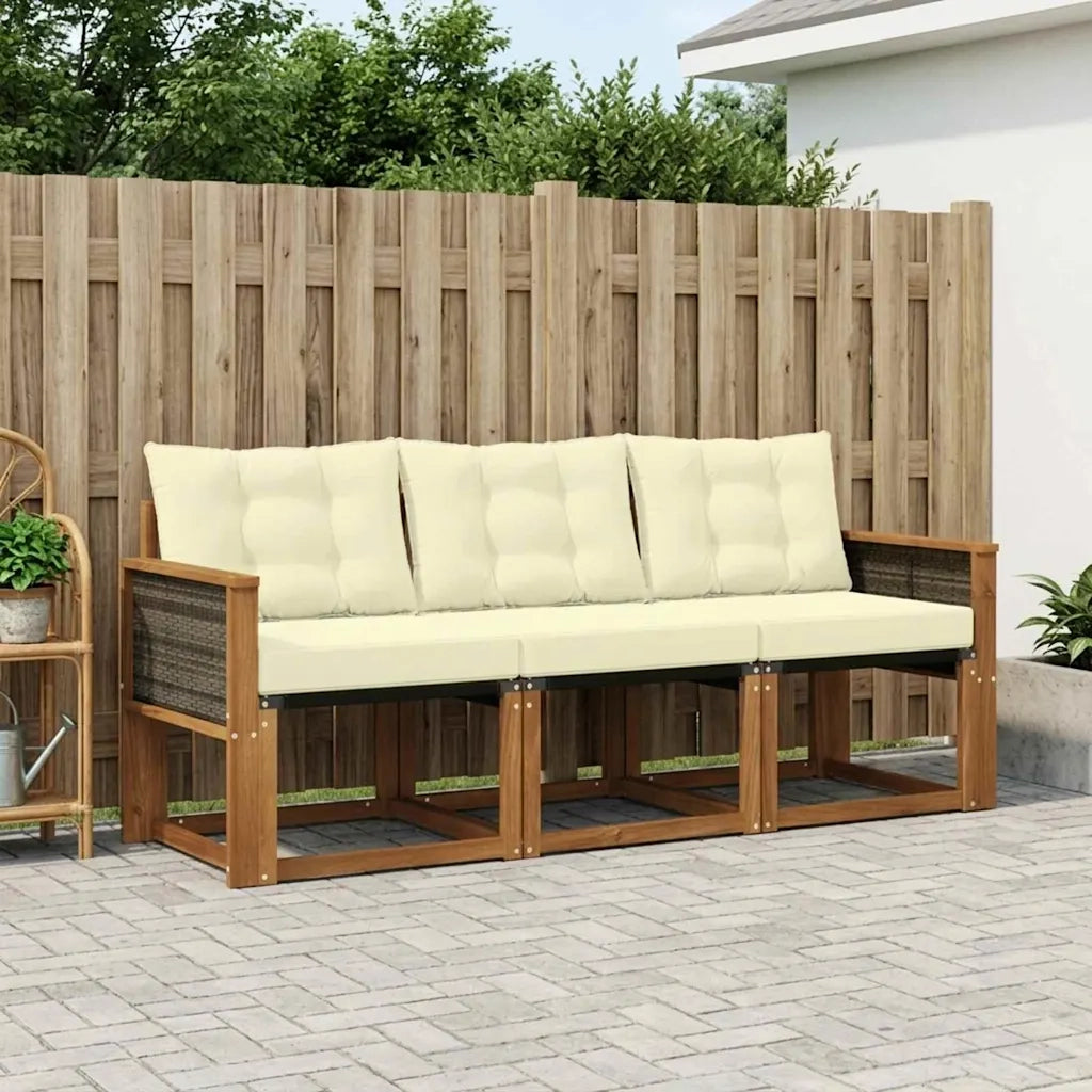 Set di divani da esterno con cuscino 3 pcs Naturale e Crema 3381738