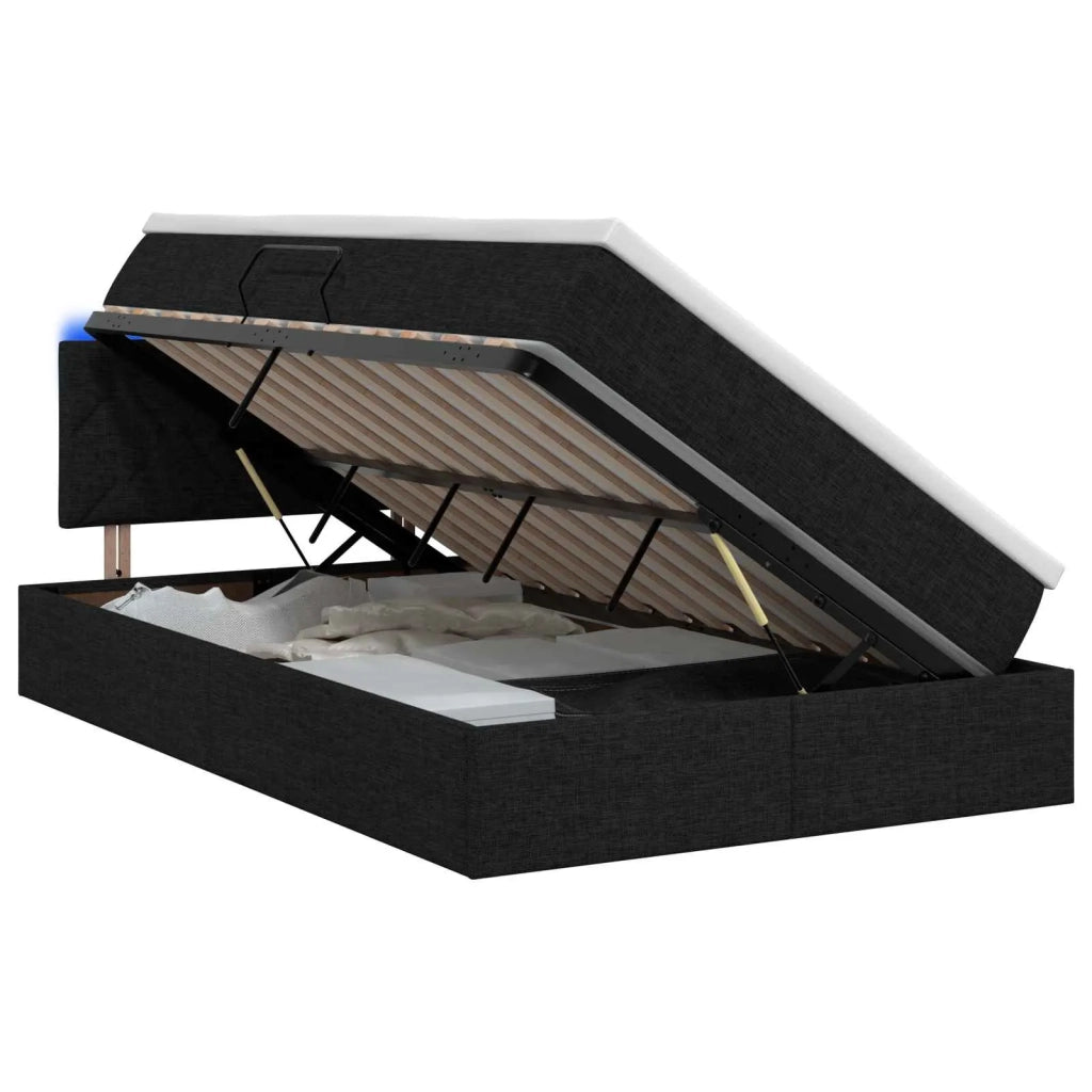 Letto con contenitore LED e materasso Nero 120 x 200 cm Tessuto 3459119