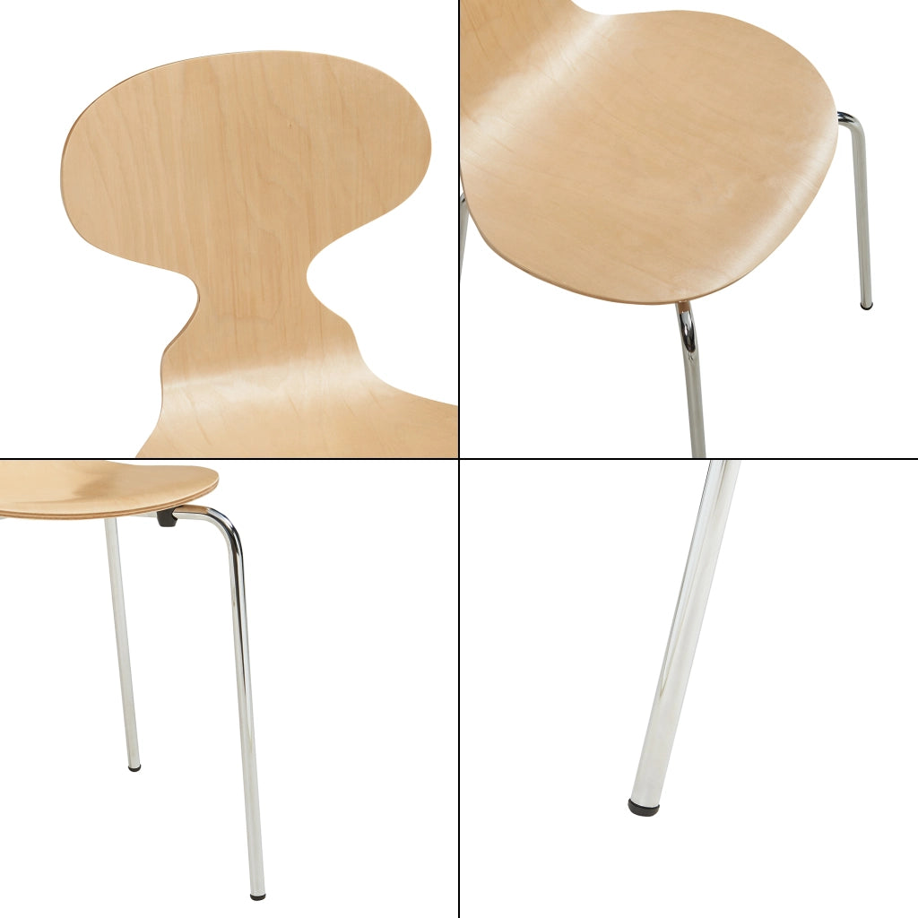 Set Kil di 4 Sedie Impilabili da Sala Pranzo - Effetto Legno / Cromato [en.casa]