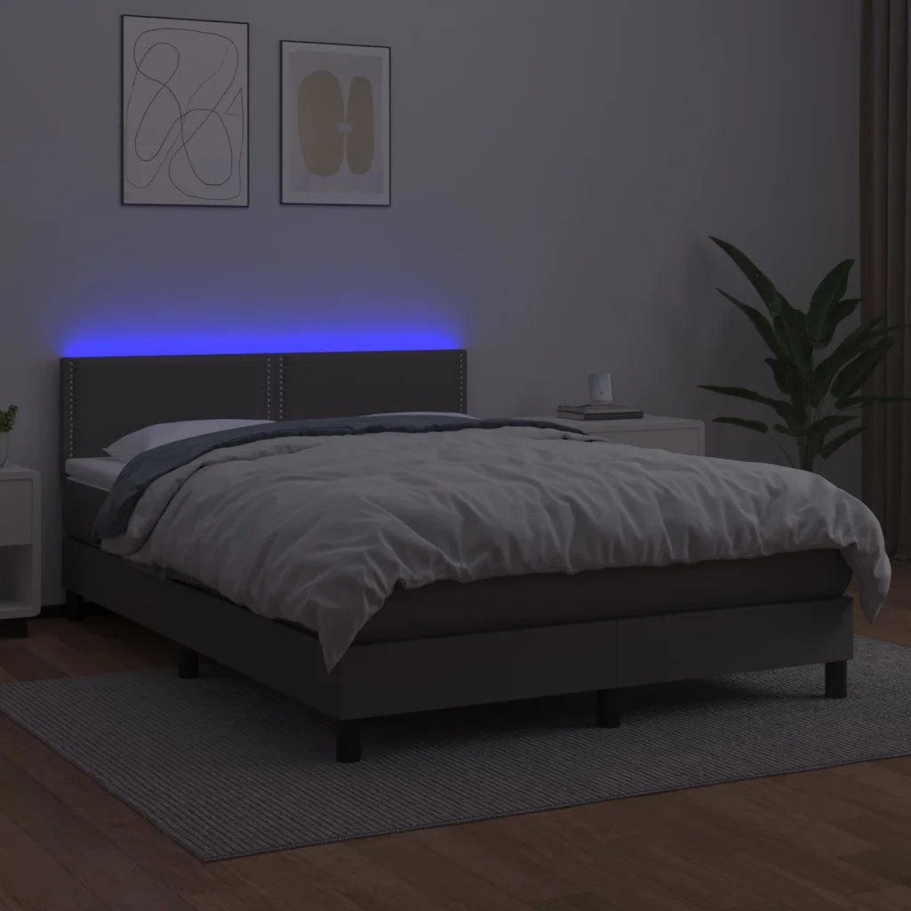 Giroletto Molle con Materasso e LED Grigio 140x190cm Similpelle 3134163