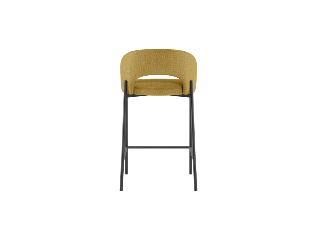 Sgabello Cucina Greta in Tessuto Giallo con Gambe in Metallo Antracite - Set da 2 Sgabelli Design Moderno - Om/394/SGI