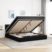 Struttura Letto Pouf con Materasso Nero 160x200 cm in Velluto 3311929