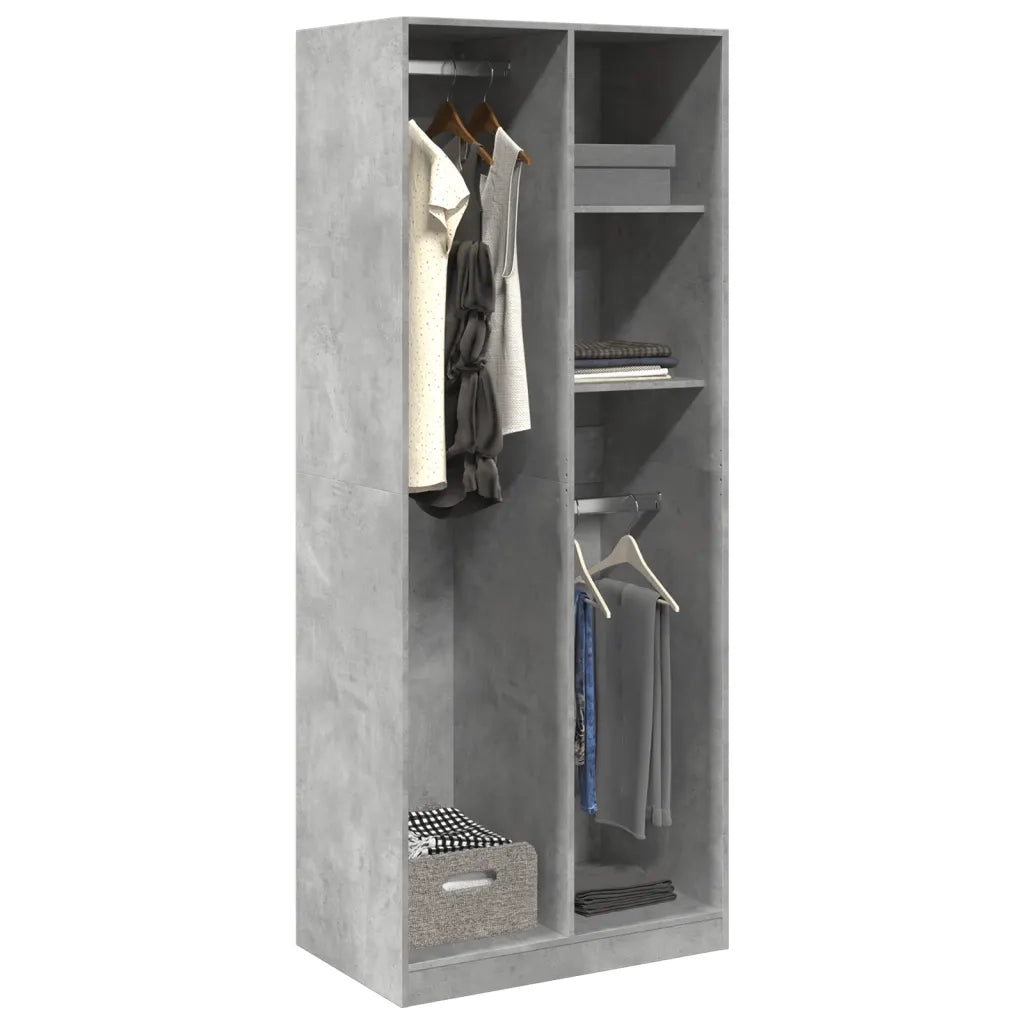 Armadio Grigio Cemento 80x50x200 cm in Legno Multistrato