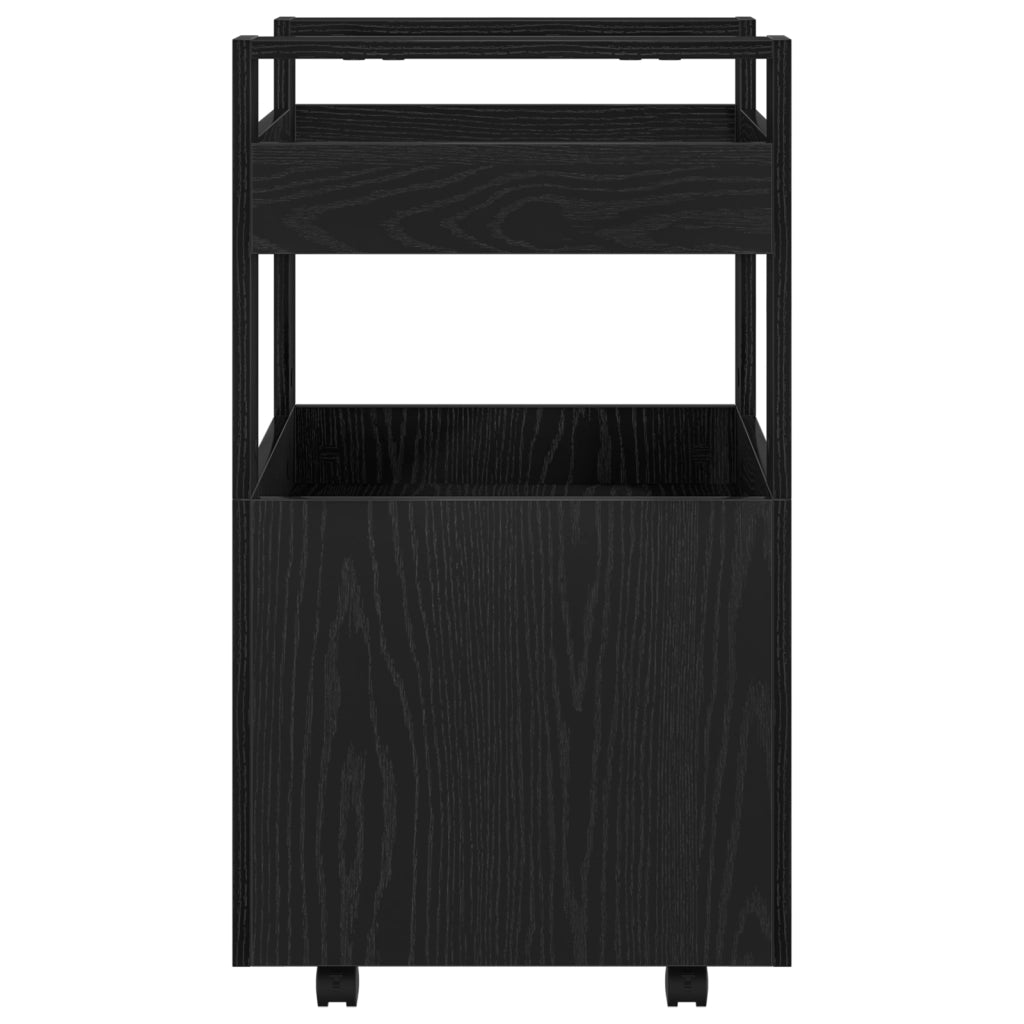 Carrello da Cucina  Nero Rovere 60x45x80 cm Legno Ingenerizzato