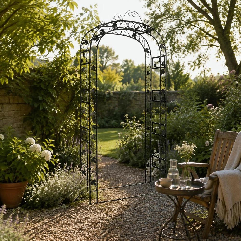 Garden Arch, Black, 116x45x240 Cm, Steel