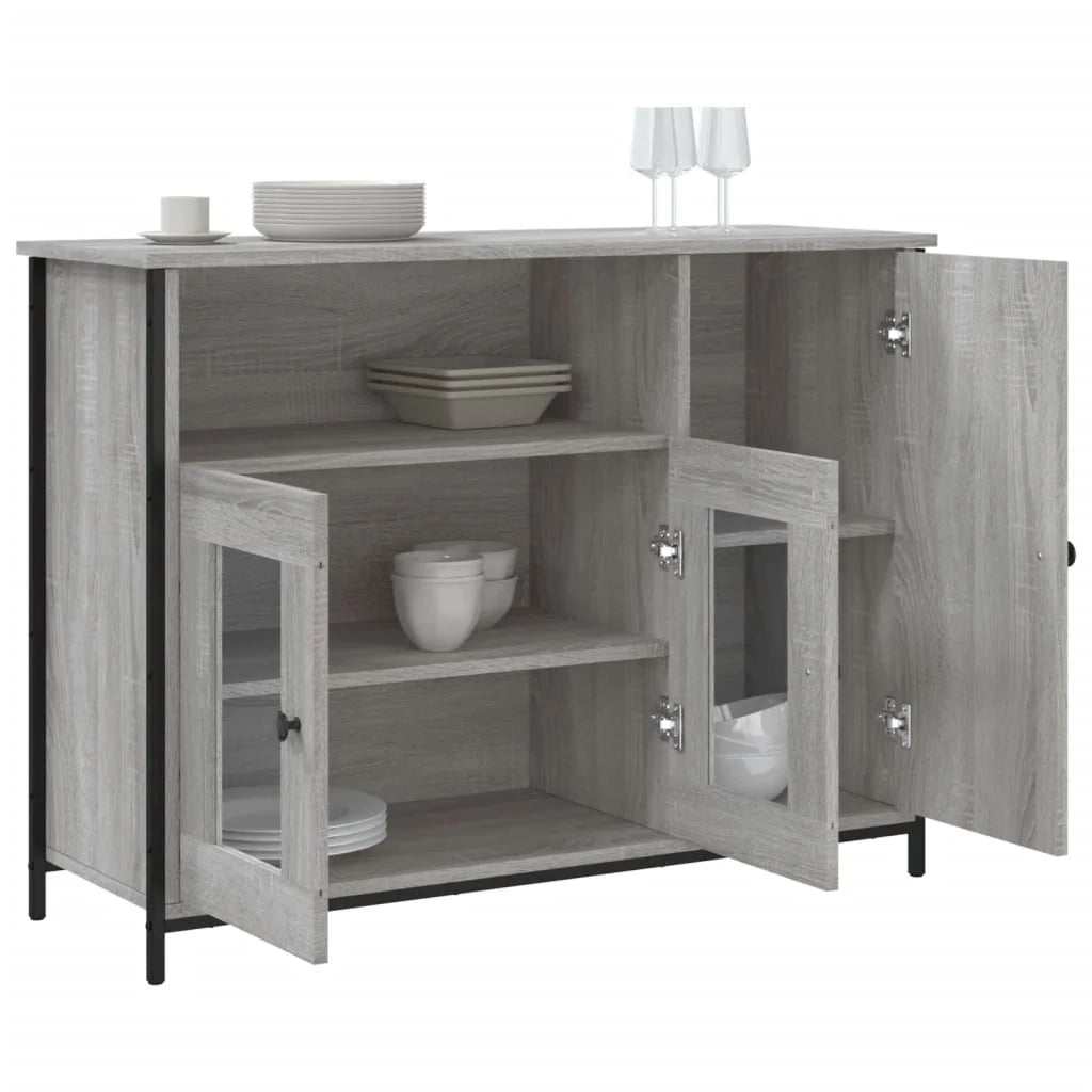 Credenza cassettiera mobile contenitore organizer cucina soggiorno salotto sonoma 100 x 35 x 75 cm legno ingegnerizzato grigio 02_0036249