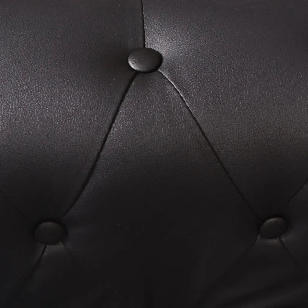 Divano Angolare Chesterfield a 6 Posti Pelle Artificiale Nera 243617
