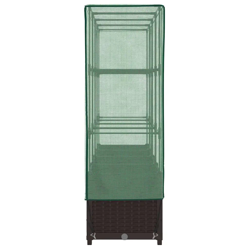 Fioriere | Cassetta per fiori | Letto Rialzato con Copertura Serra Effetto Rattan 160x40x138 cm