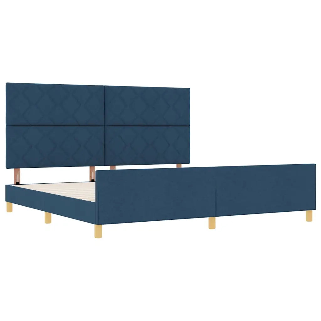 Struttura del letto con testiera Blu 200 x 200 cm Tessuto
