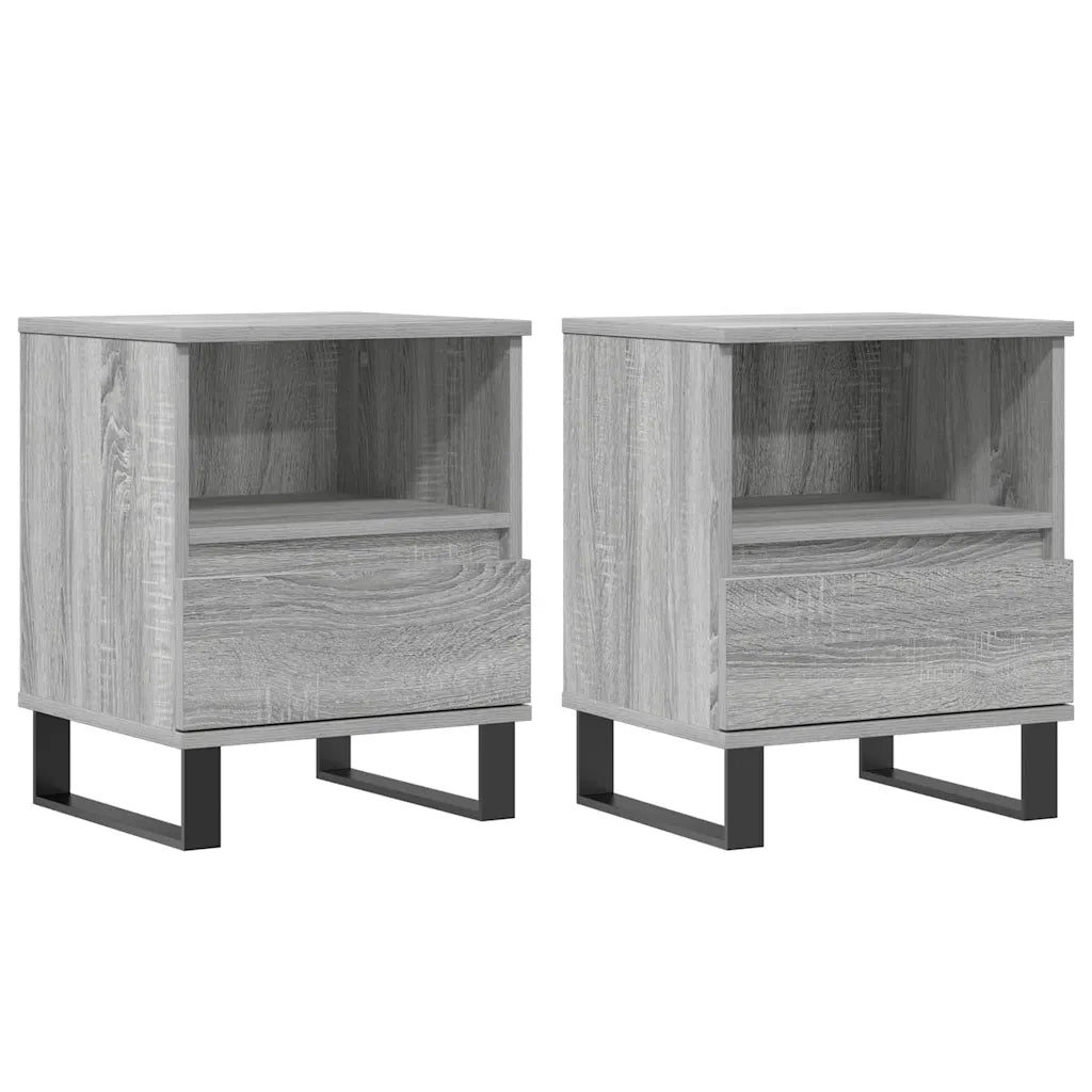 Comodini 2pz Grigio Sonoma 40x35x50 cm in Legno Multistrato 830649