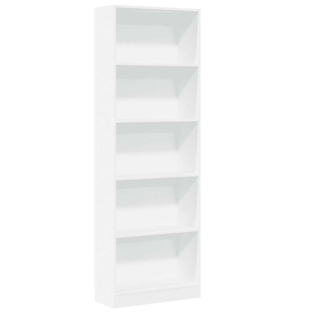 Libreria Bianca 60x24x176 cm in Legno Massello 857821
