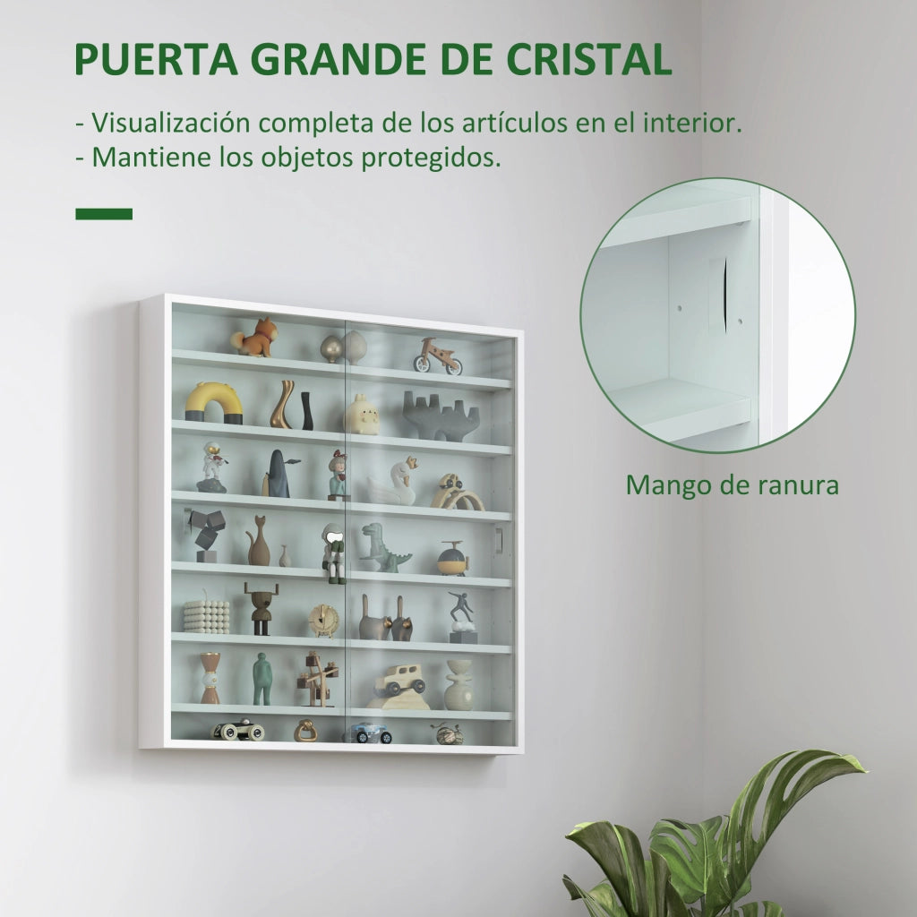 Libreria con ante in vetro ¨C zephmum ¨C Bianco 80x9.5x83 cm