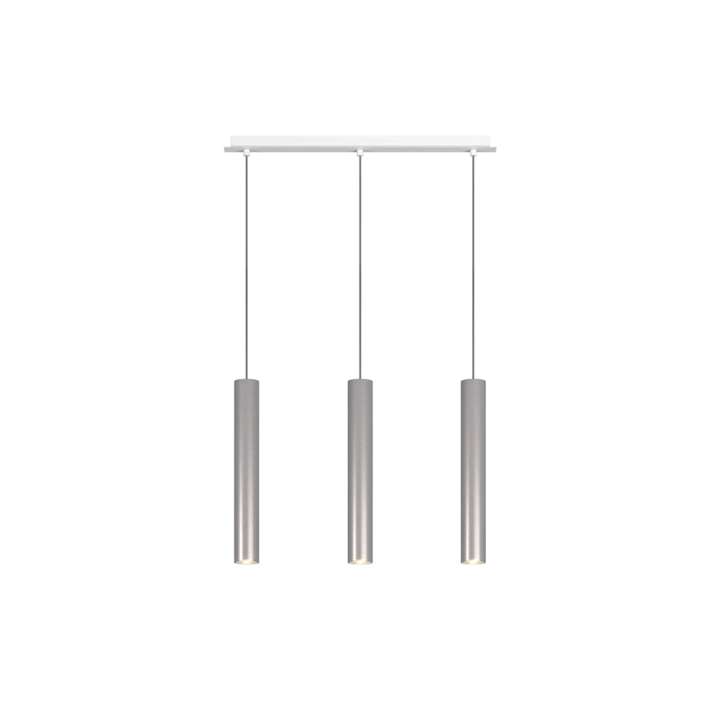 Lampadario Industrial-Minimal Xeana Metallo Bianco Alluminio 3 Luci Gu10