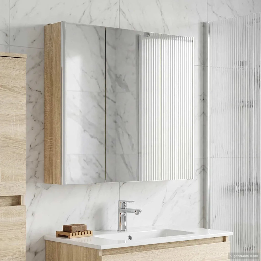 Mobiletto per specchio da Bagno | Armadio da bagno con lo scaffale Rovere Sonoma