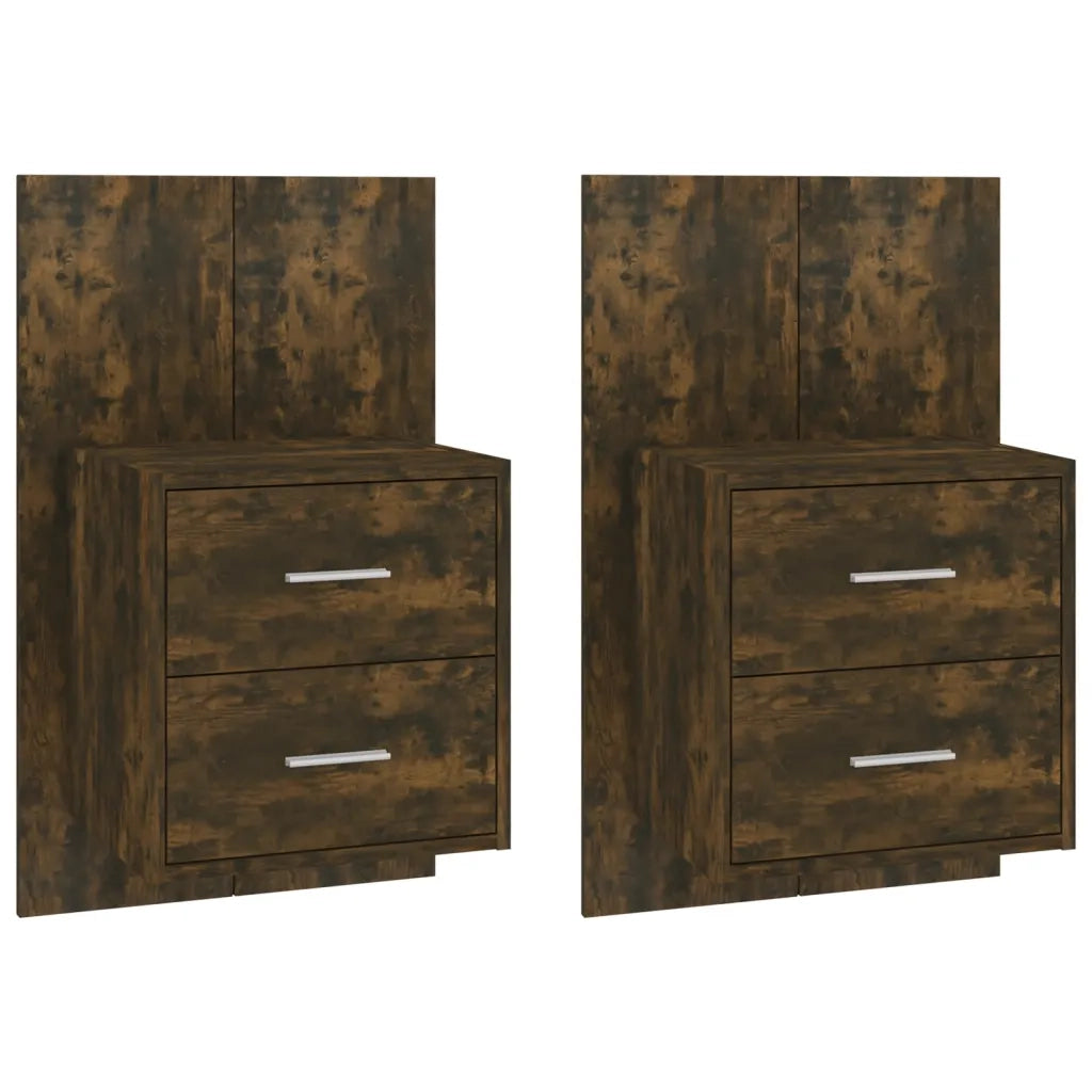 Comodini a Muro 2 pz-Set di 2 Tavolino da notte Rovere Fumo 292916