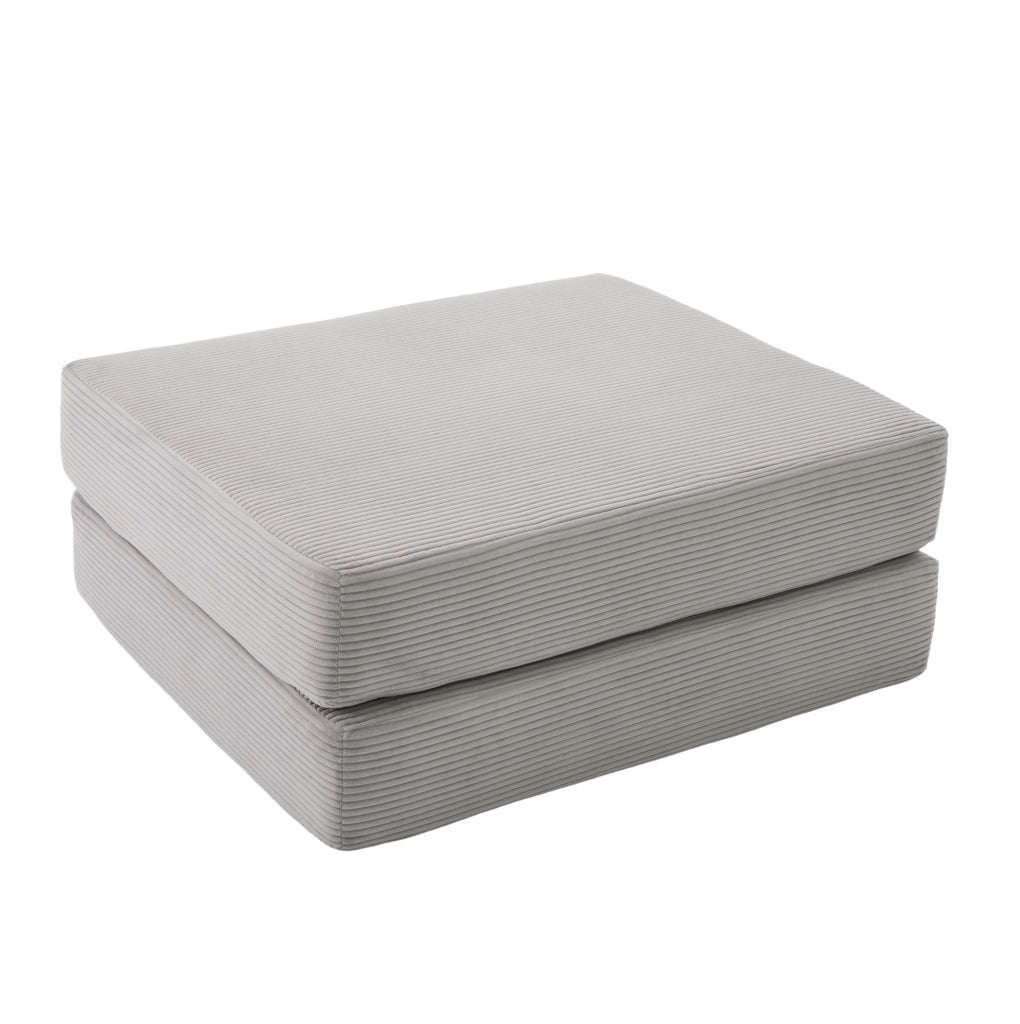 Pouf trasformabile in letto singolo in corduroy grigio chiaro 109x95x43 cm