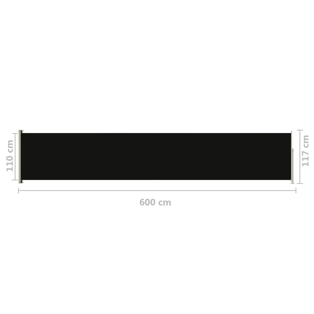 Tenda da sole laterale retrattile/schermo privacy per patio giardino terrazza balcone 117 x 600 cm nero 02_0007217
