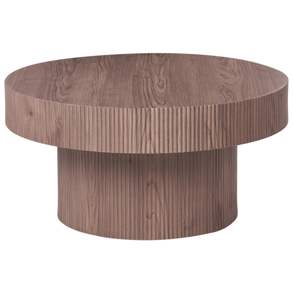Tavolino da caffè con piano in MDF marrone scuro ø 80 cm Design moderno Gambe a coste Soggiorno
