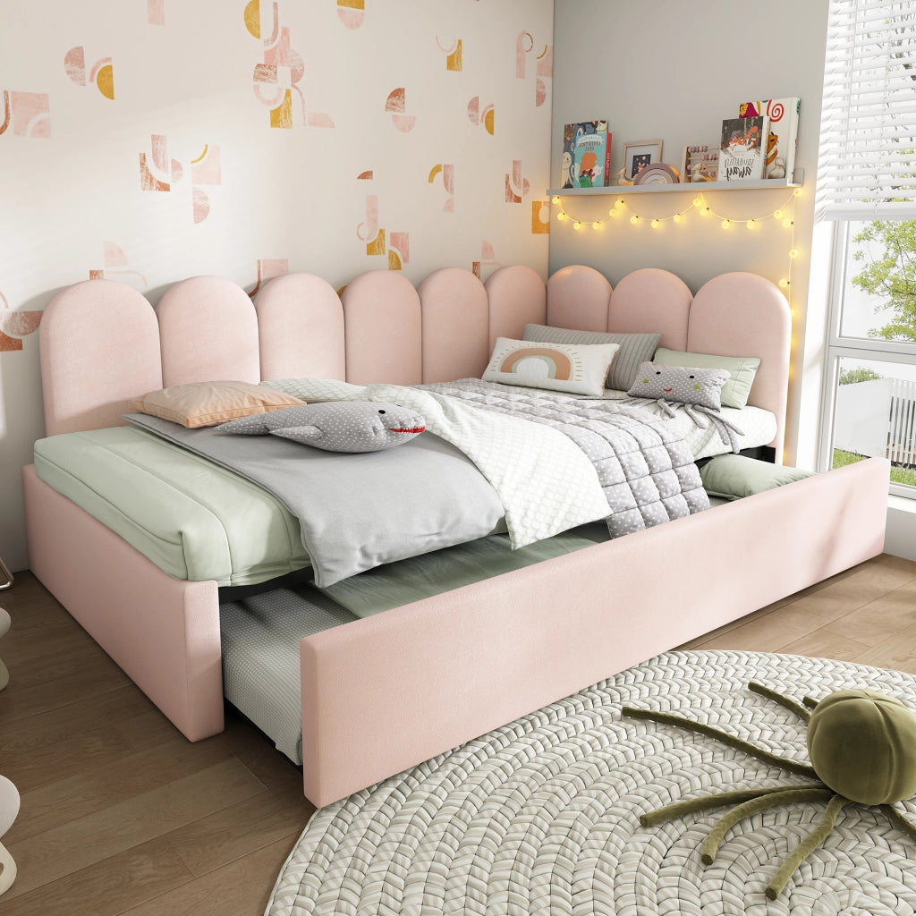 Daybed singolo – 90x200 cm – estraibile 90x190 rete – velluto rosa