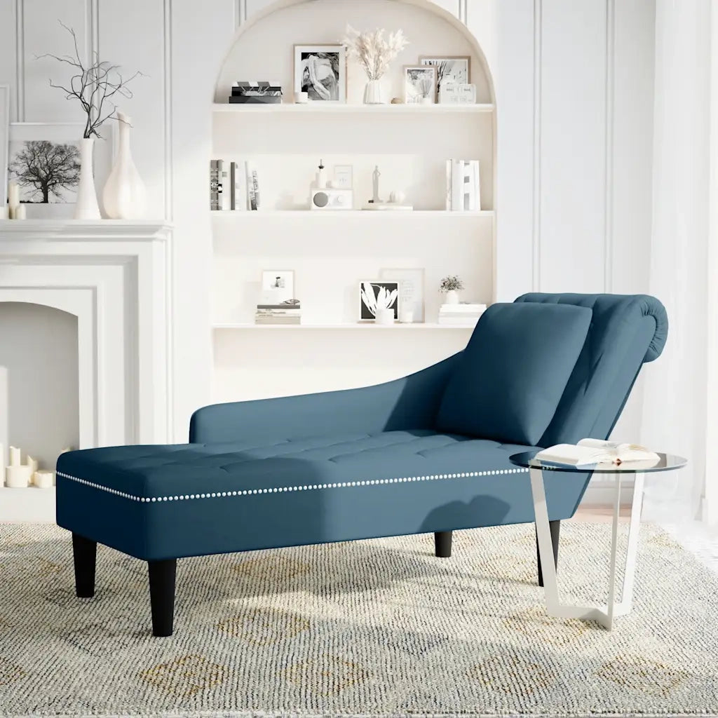 Sdraio con Cuscino e Bracciolo Destro in Velluto Blu CFW3978107