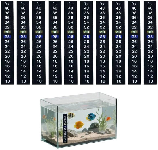 Pannelli di Termometro per Acquario 10 pezzi - Termometro per Acquari - Sticker Decorativo - Materiale Duraturo - LCD - Adatto per Animali Domestici - Termometro per Acquari