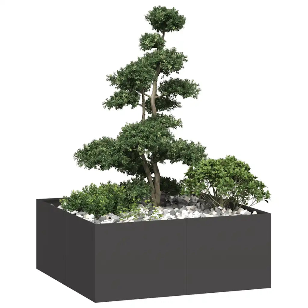 Fioriera | Cassetta per fiori | Vaso Nera 100x100x40 cm in Acciaio