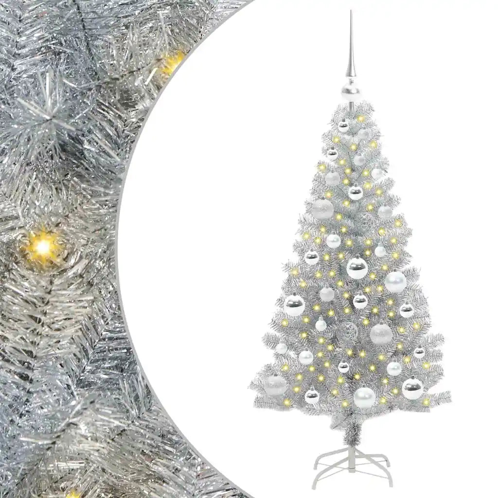 Albero di Natale con 150 LED con supporto Argento 120 cm PET 3396657