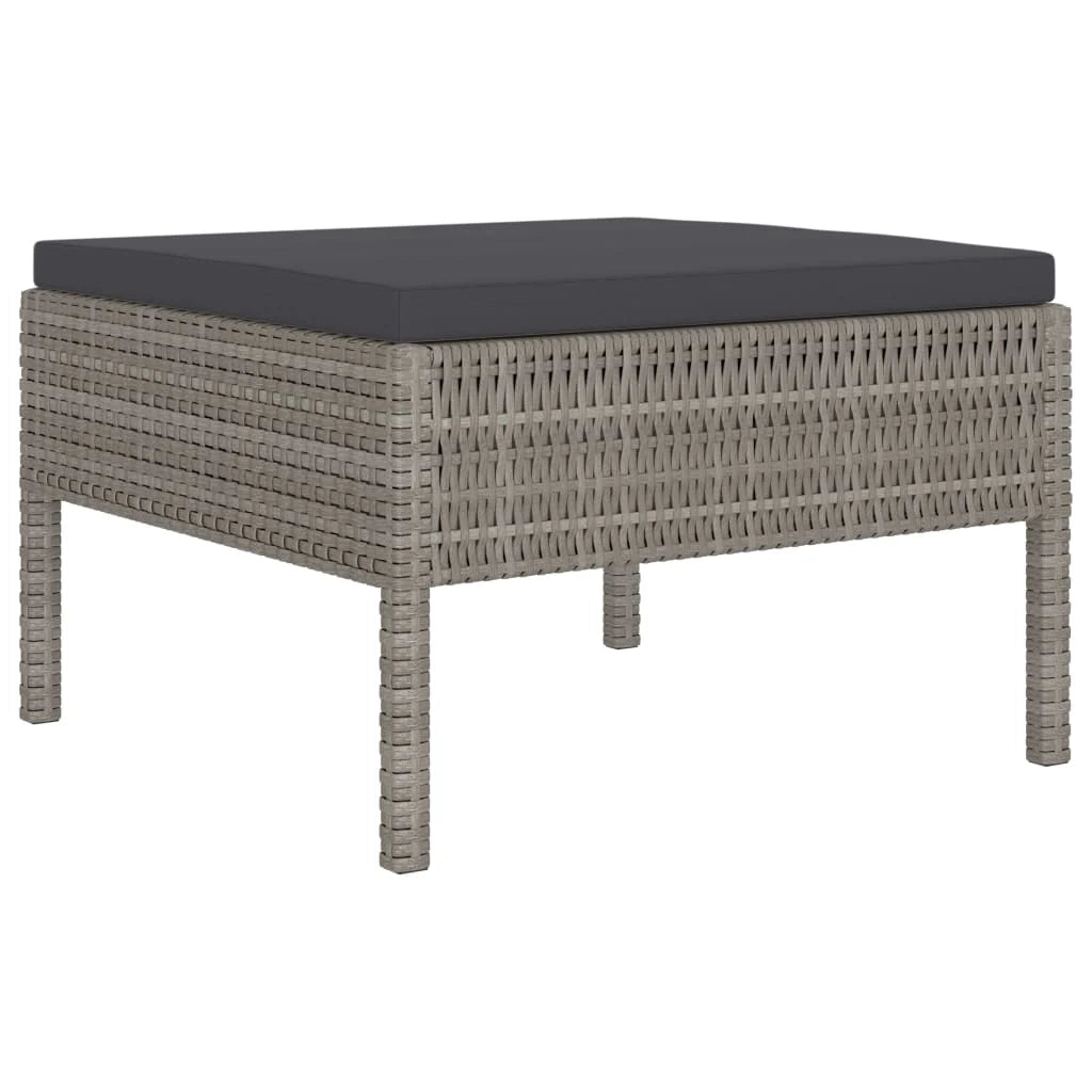 Set di mobili da giardino mobili da esterno set da 4 pezzi con cuscini resina intrecciata grigia 02_0016179