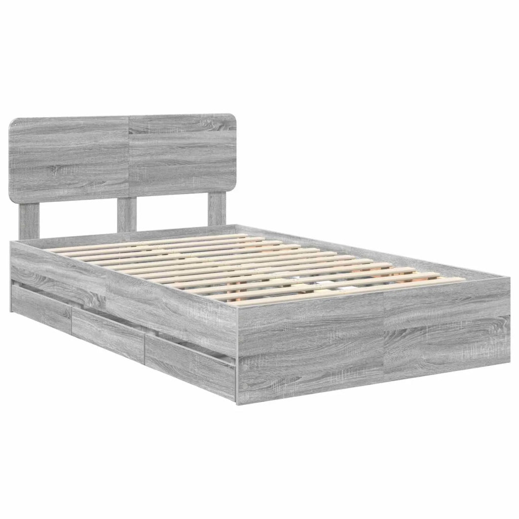 Struttura del letto con cassetto Sonoma grigia 120 x 190 cm
