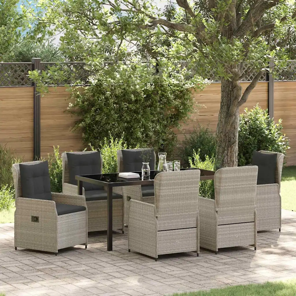Set da Pranzo per Giardino 7 pcs Grigio chiaro polyrattan 3380978