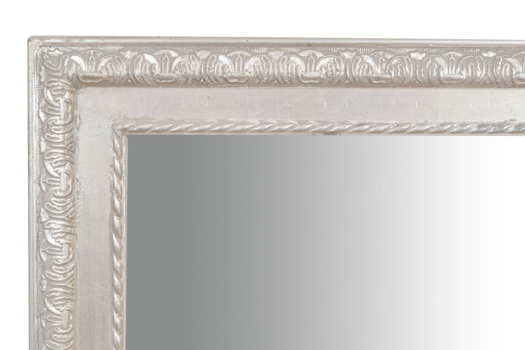 Biscottini Specchio Specchiera da parete e appendere verticale/orizzontale L72xPR4xH180 cm finitura foglia argento anticato