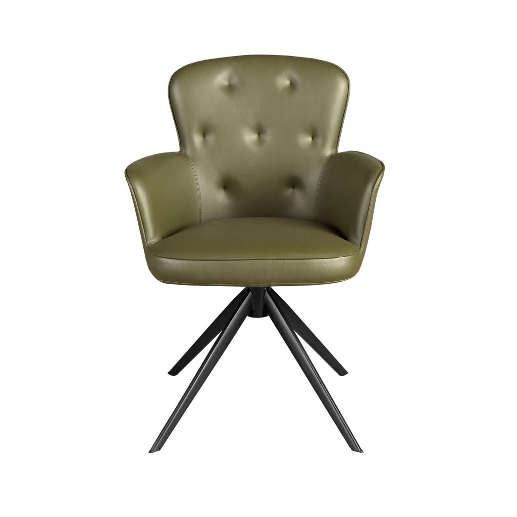 Sedia girevole in similpelle verde scuro