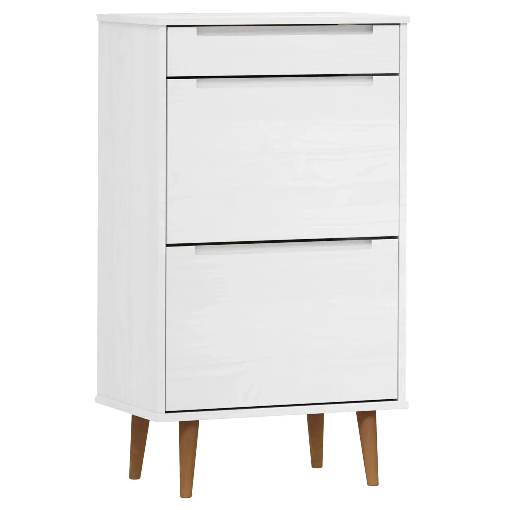 Scarpiera | Mobile per scarpe MOLDE Bianca 59,5x35x103 cm in Legno Massello di Pino