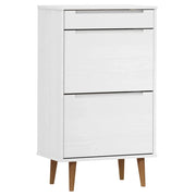 Scarpiera | Mobile per scarpe MOLDE Bianca 59,5x35x103 cm in Legno Massello di Pino