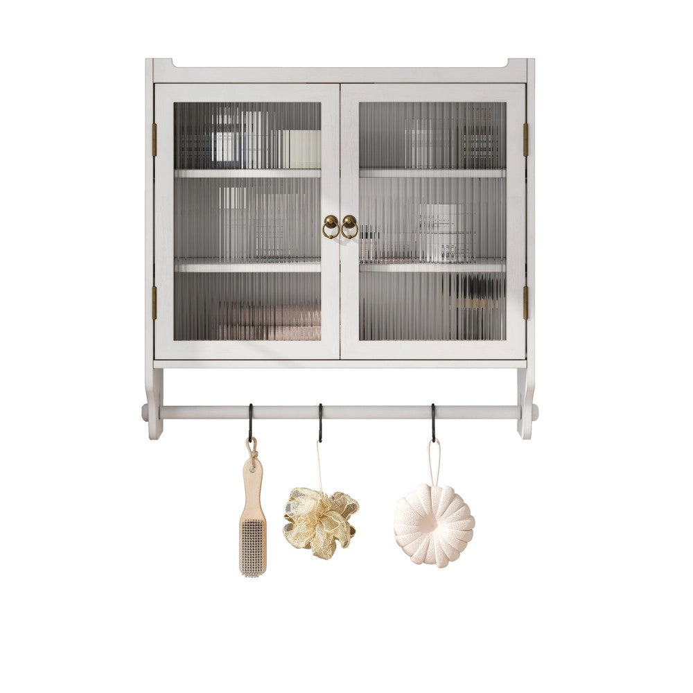 Armadietto da Bagno con Ante in Vetro e Portasciugamani ¨C MINIMAL ¨C Bianco, 3 Ripiani, 60 cm