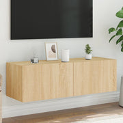 Mobile TV a Parete con Luci LED-Mobile TV a Muro Rovere Sonoma 100x35x31 cm